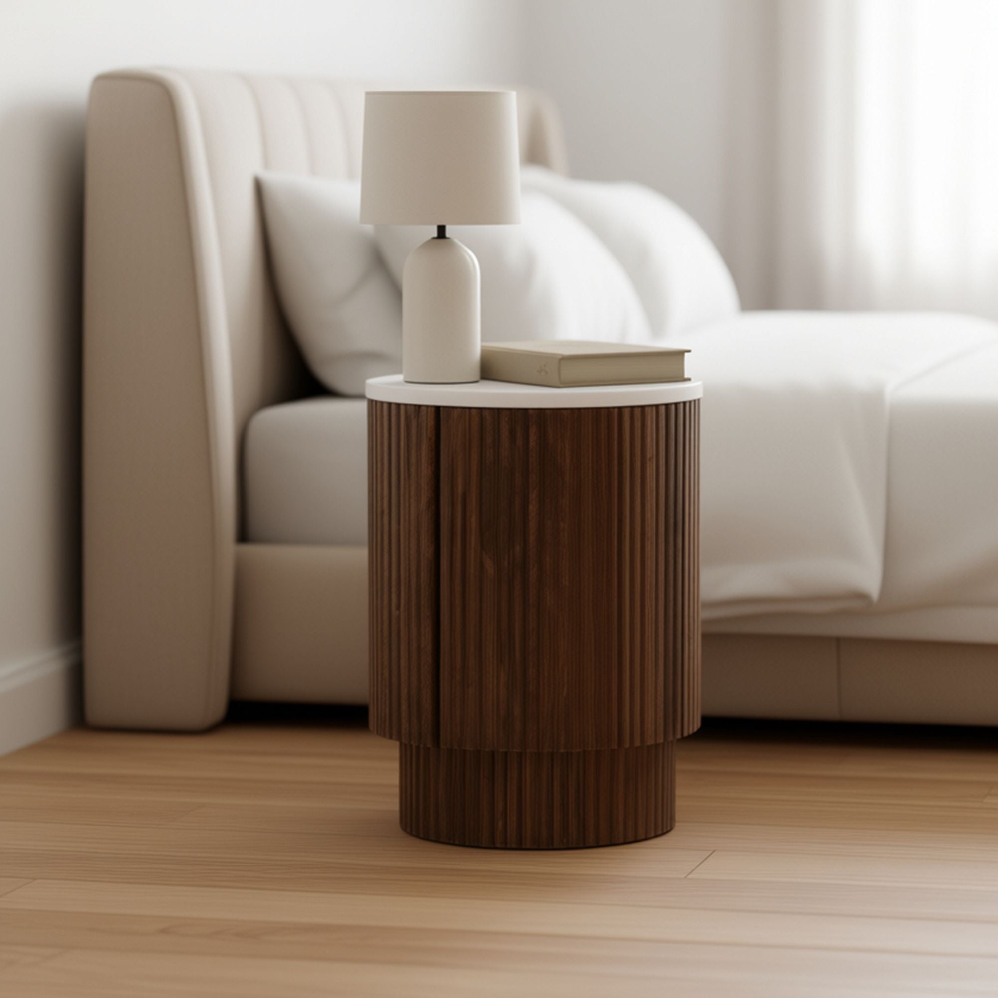 Reyna Round Accent Table with Storage - small accent table with storage for a clutter-free space | Image 10 | InSTYLE Home & Rugs