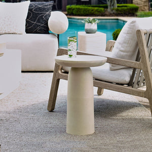Joppa Indoor-Outdoor Accent Table, Warm White - small accent table with storage for a clutter-free space | Image 1 | InSTYLE Home & Rugs