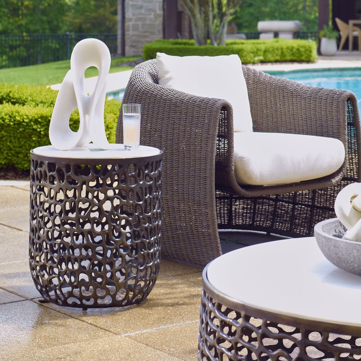 Sabena Indoor-Outdoor Side Table - perfect for holding drinks, lamps, and other essentials | Image 1 | InSTYLE Home & Rugs
