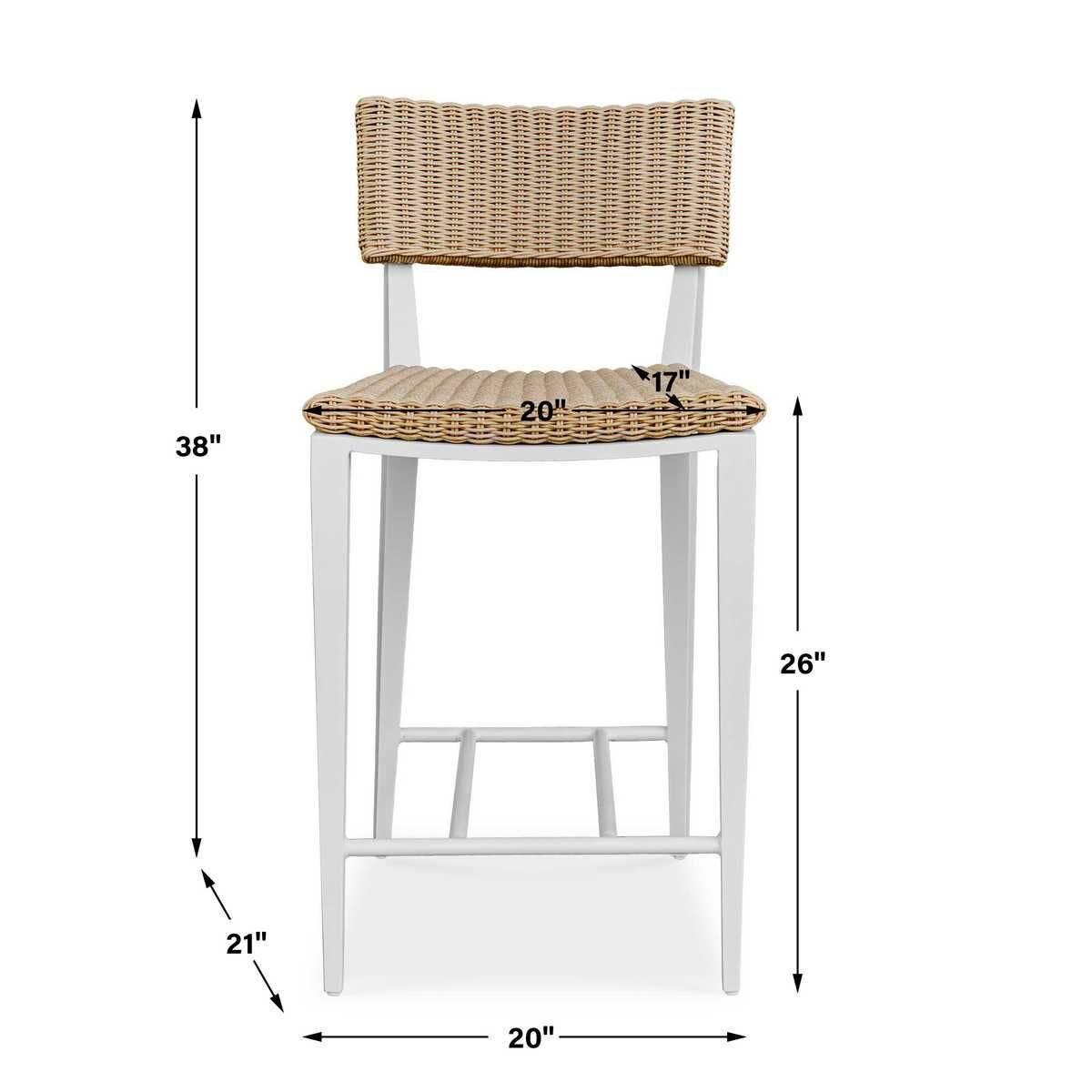 Calbas Outdoor Counter Stool, White - sleek stools for kitchen bars | Image 8 | InSTYLE Home & Rugs