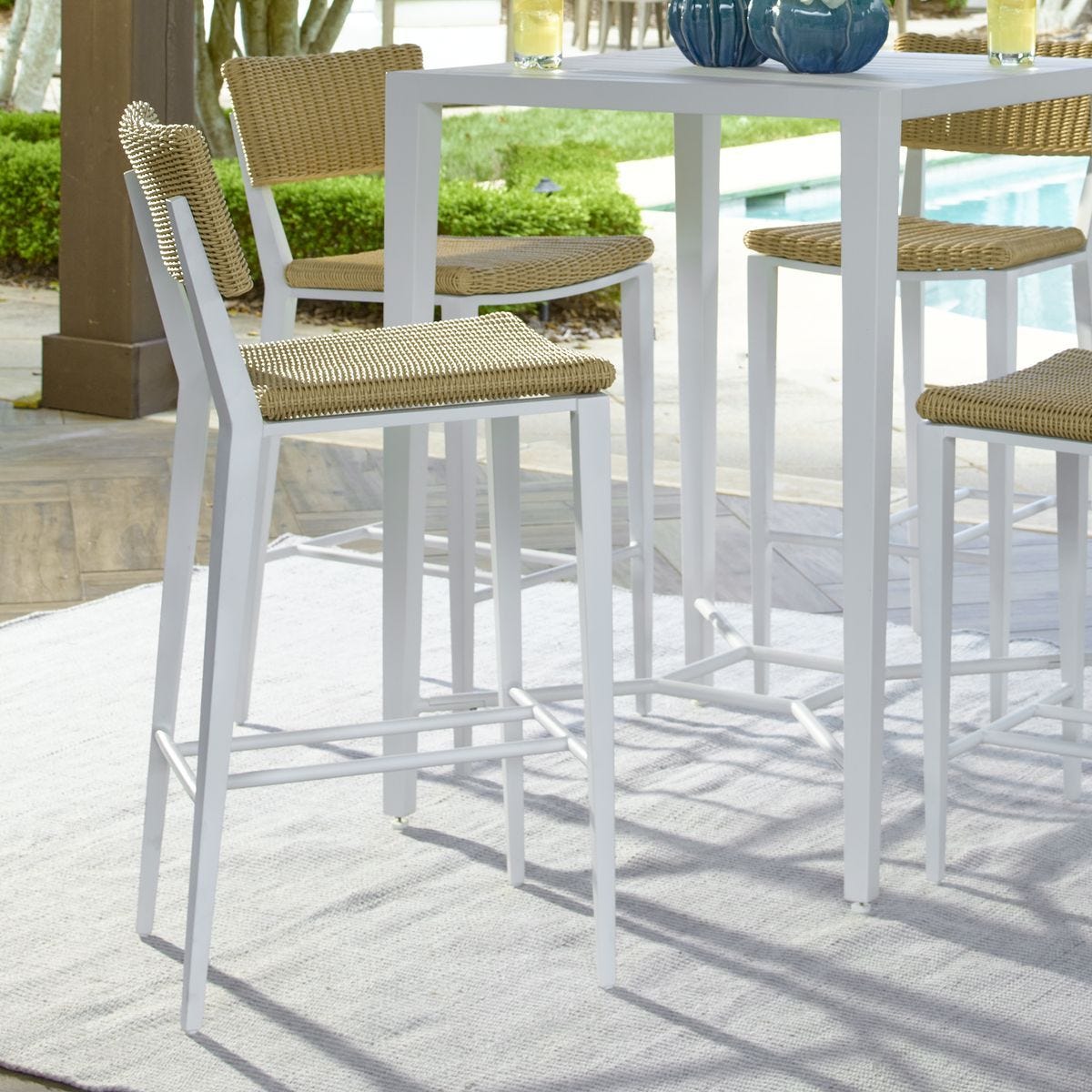 Calbas Outdoor Bar Stool, White - perfect for small spaces | Image 3 | InSTYLE Home & Rugs