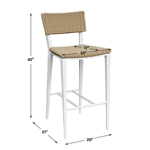 Calbas Outdoor Bar Stool, White - perfect for small spaces | Image 11 | InSTYLE Home & Rugs
