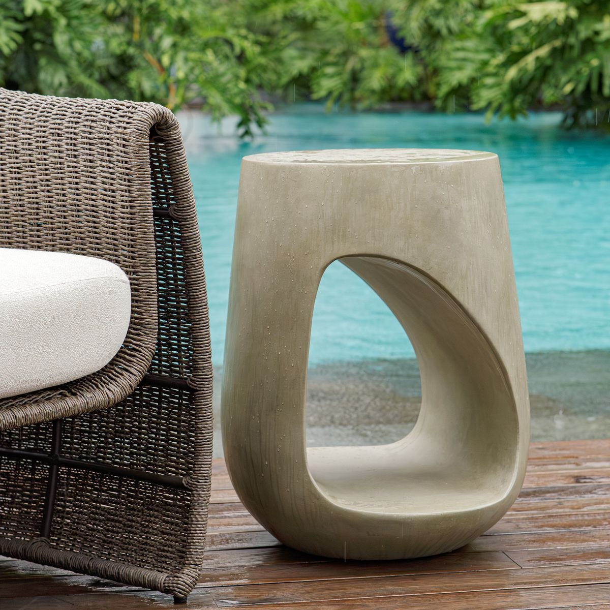 Lithos Indoor-Outdoor Accent Table - small accent table with storage for a clutter-free space | Image 3 | InSTYLE Home & Rugs