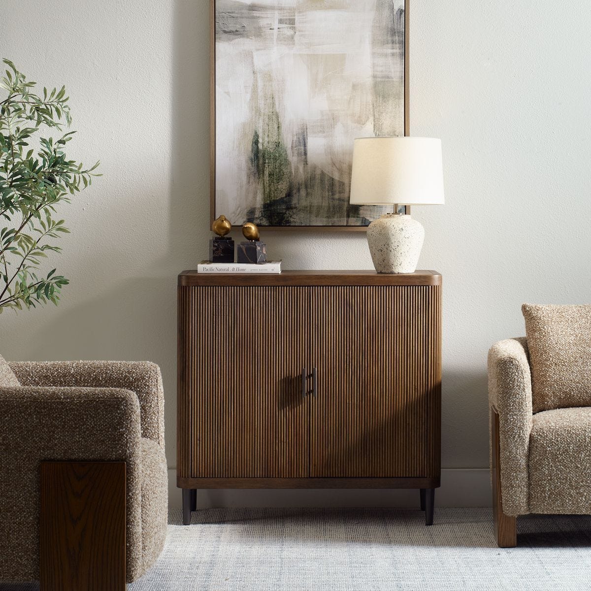 Pinstripe 2 Door Cabinet - stylish bar carts for entertaining | Image 1 | InSTYLE Home & Rugs