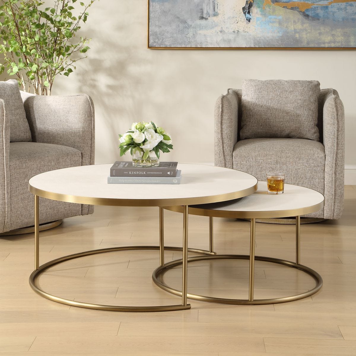 Aragon Nesting Coffee Tables, S/2, White - modern design for any room | Image 3 | InSTYLE Home & Rugs