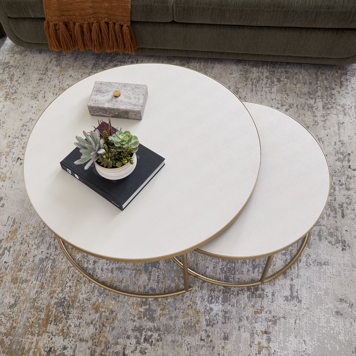 Aragon Nesting Coffee Tables, S/2, White - modern design for any room | Image 4 | InSTYLE Home & Rugs