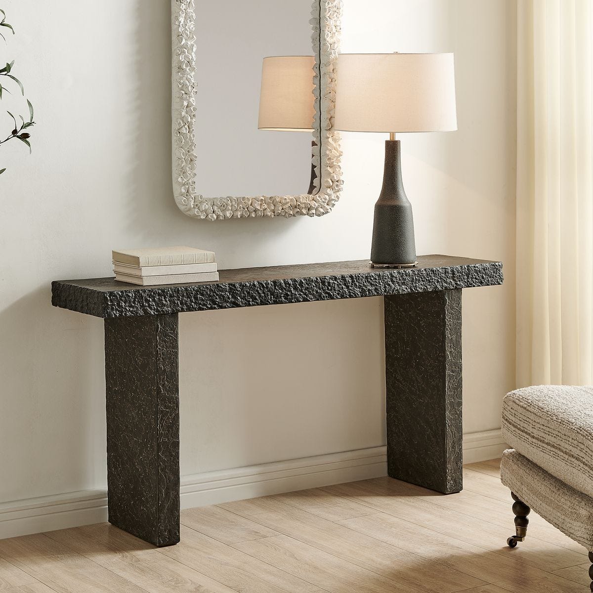 Hagan Indoor-Outdoor Console Table, Natural Slate, 2 CARTONS - compact console for organizing entryway or hallway essentials | Image 6 | InSTYLE Home & Rugs