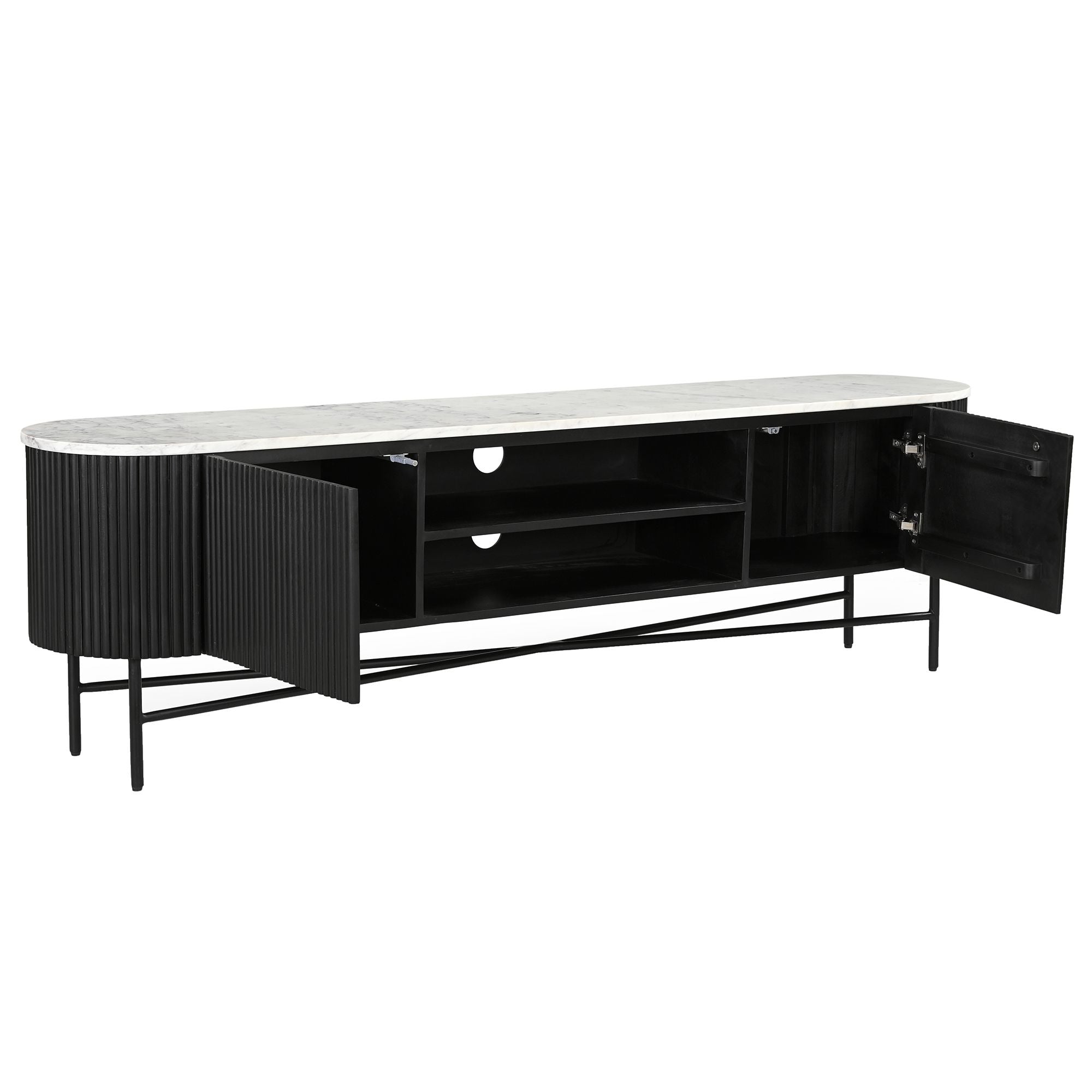 Reyna Media Cabinet, 71" - versatile media cabinet with doors to hide cables and clutter | Image 4 | InSTYLE Home & Rugs