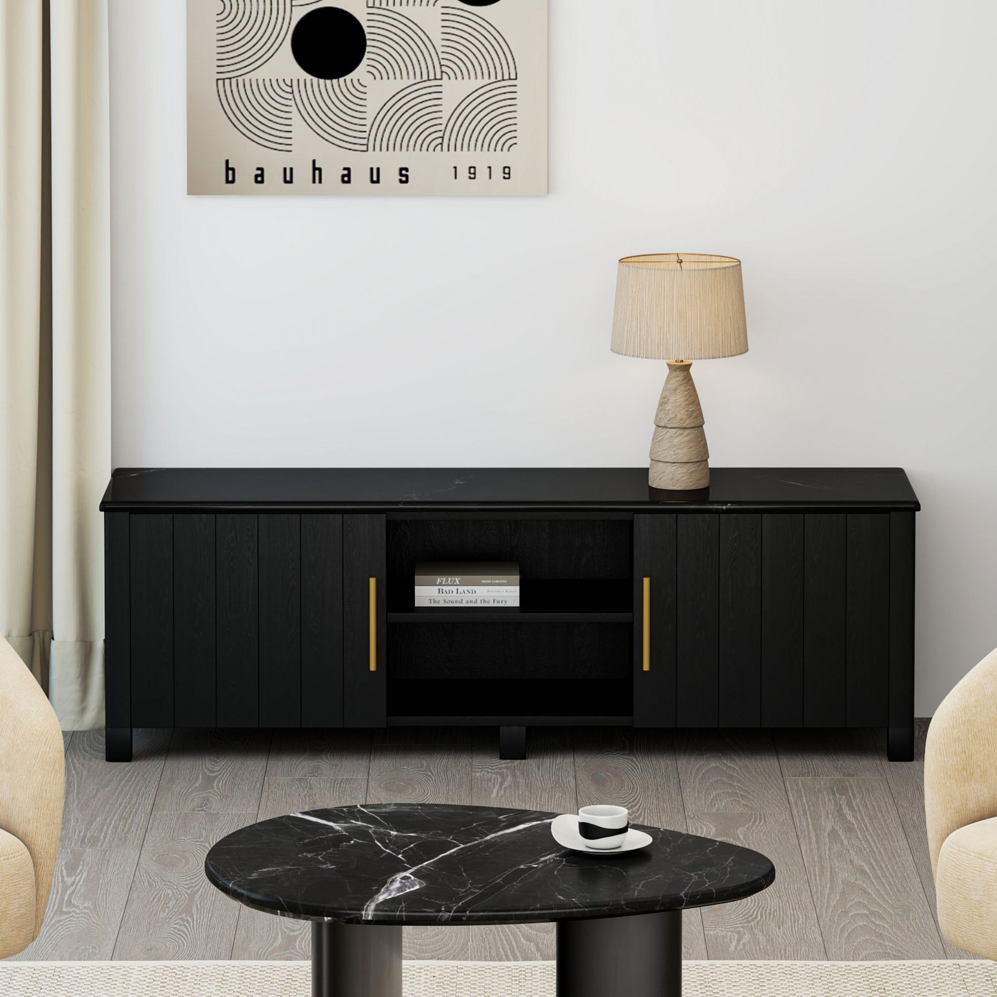 Camden Media Cabinet, 63" - media cabinet with ample storage for dvds, blu-rays, and electronics | Image 3 | InSTYLE Home & Rugs