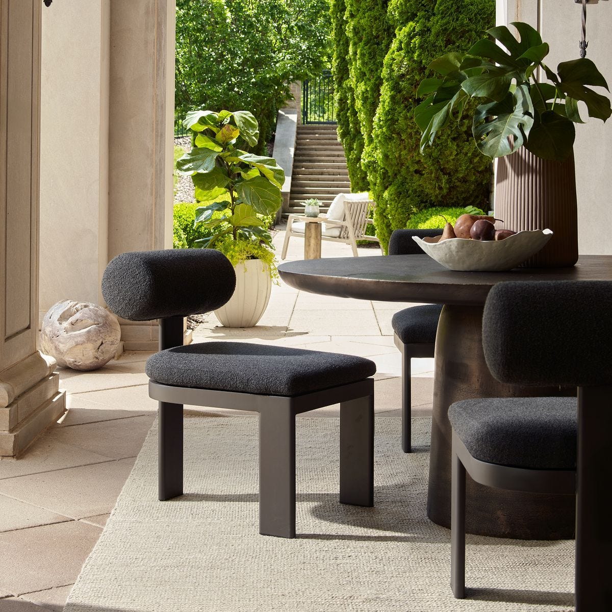 Bolster Back Outdoor Dining Chair, Charcoal - elegant seating for dining areas | Image 1 | InSTYLE Home & Rugs