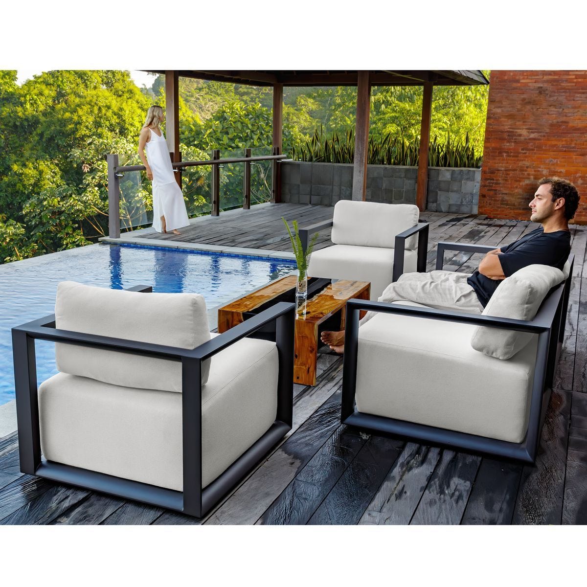 Remsen Outdoor Lounge Chair, Java Black/Oyster - perfect for casual unwinding | Image 14 | InSTYLE Home & Rugs