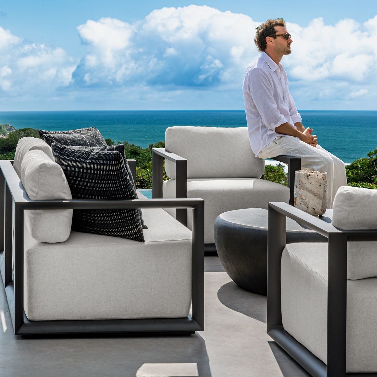 Remsen Outdoor 3 Seater Sofa, Java Black/Oyster - luxury sofa for any space | Image 6 | InSTYLE Home & Rugs