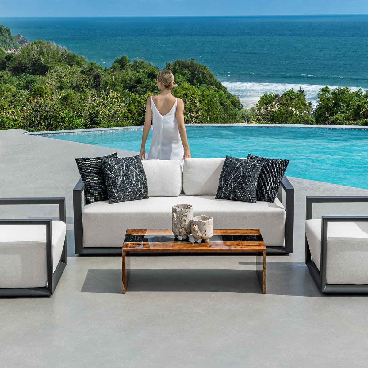 Remsen Outdoor 3 Seater Sofa, Java Black/Oyster - luxury sofa for any space | Image 1 | InSTYLE Home & Rugs