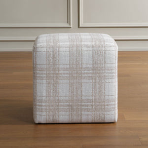 Joie Ottoman, Porcelain Plaid - comfortable ottoman for any room | Image 3 | InSTYLE Home & Rugs