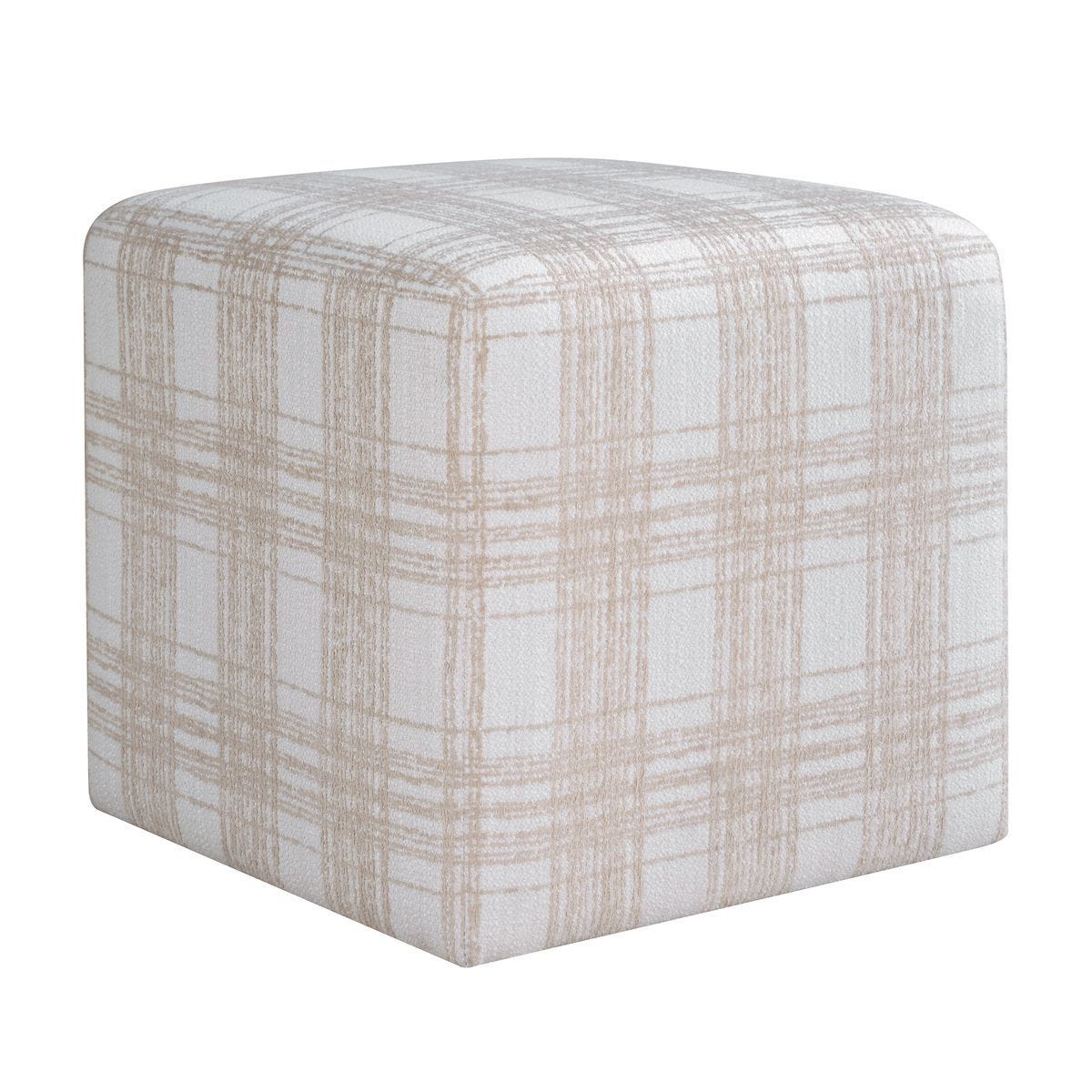 Joie Ottoman, Porcelain Plaid - comfortable ottoman for any room | Image 4 | InSTYLE Home & Rugs