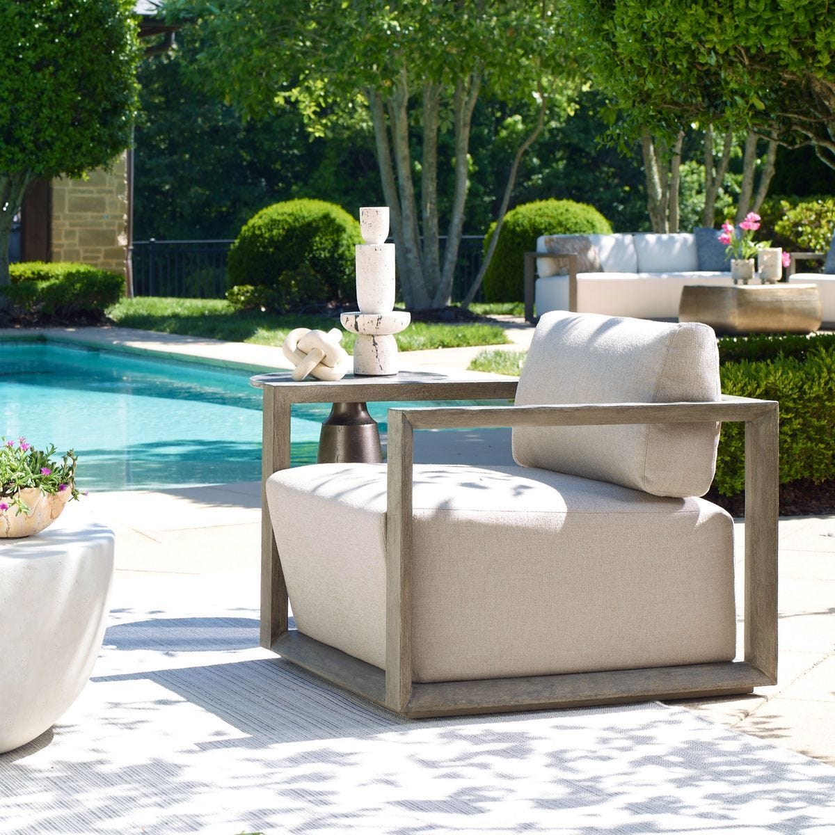 Remsen Outdoor Lounge Chair, Weathered Gray/Dove - stylish lounge chairs for any room | Image 8 | InSTYLE Home & Rugs