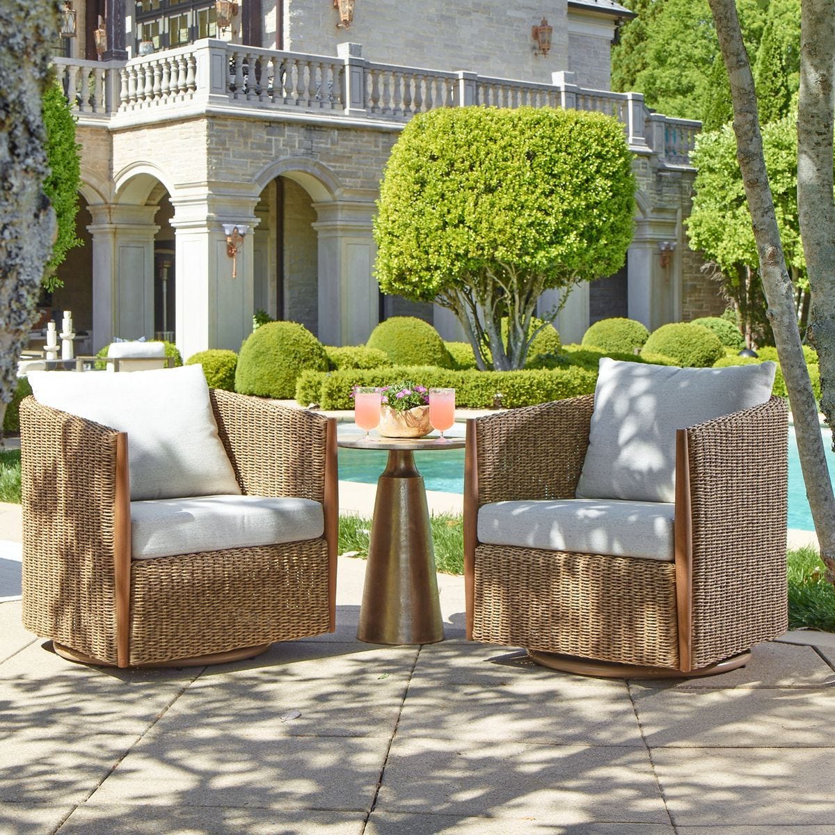 Cala Outdoor Swivel Rocking Chair - comfortable seating for dining and office spaces | Image 1 | InSTYLE Home & Rugs
