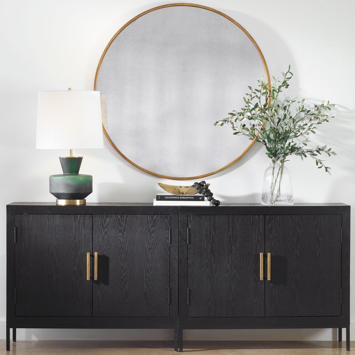 Junius Round Mirror, Gold - perfect for enhancing light and creating a sense of space | Image 3 | InSTYLE Home & Rugs