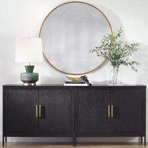 Junius Round Mirror, Gold - perfect for enhancing light and creating a sense of space | Image 3 | InSTYLE Home & Rugs