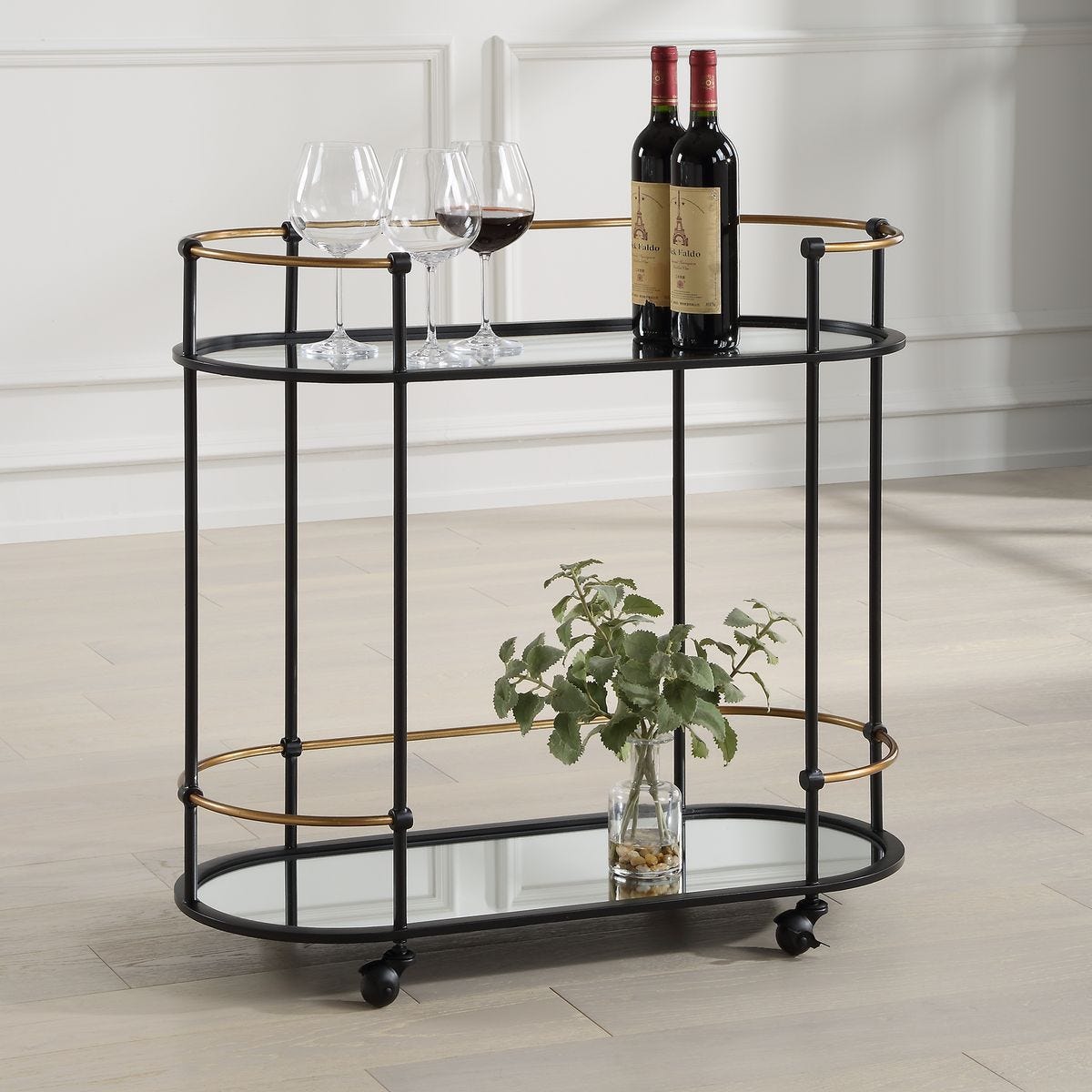 Andre Bar Cart - modern bar cart with wheels for easy mobility and storage | Image 2 | InSTYLE Home & Rugs