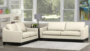 Newport Genuine Leather Sofa/Loveseat in Show White — Luxury sofa for any space in Toronto