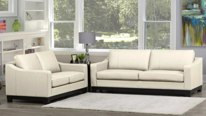 Newport Genuine Leather Sofa/Loveseat in Show White — Luxury sofa for any space in Toronto