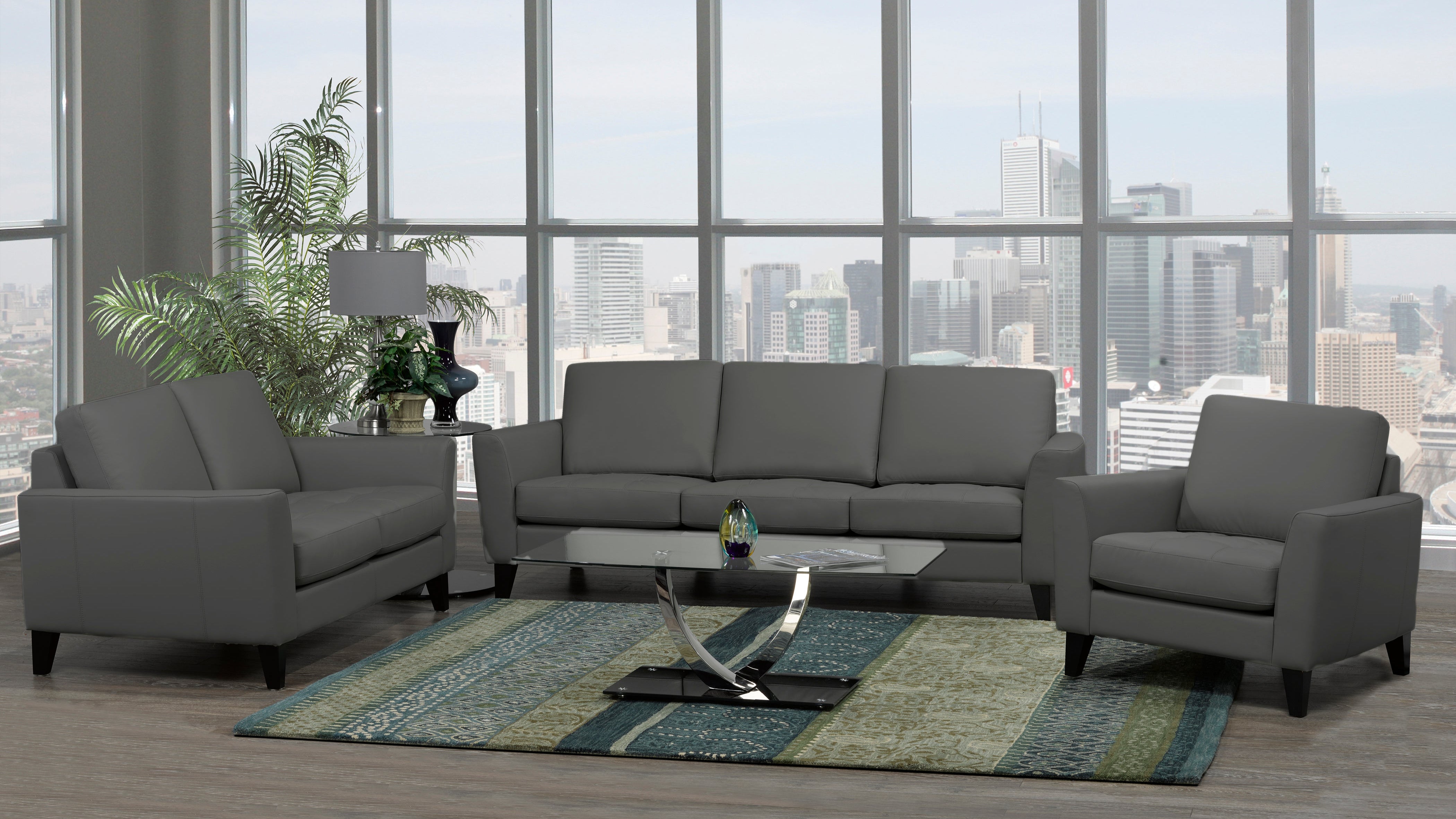 Draper Genuine Leather Collection — Luxury sofas/chairs/loveseats for any space in Toronto | Light Gray