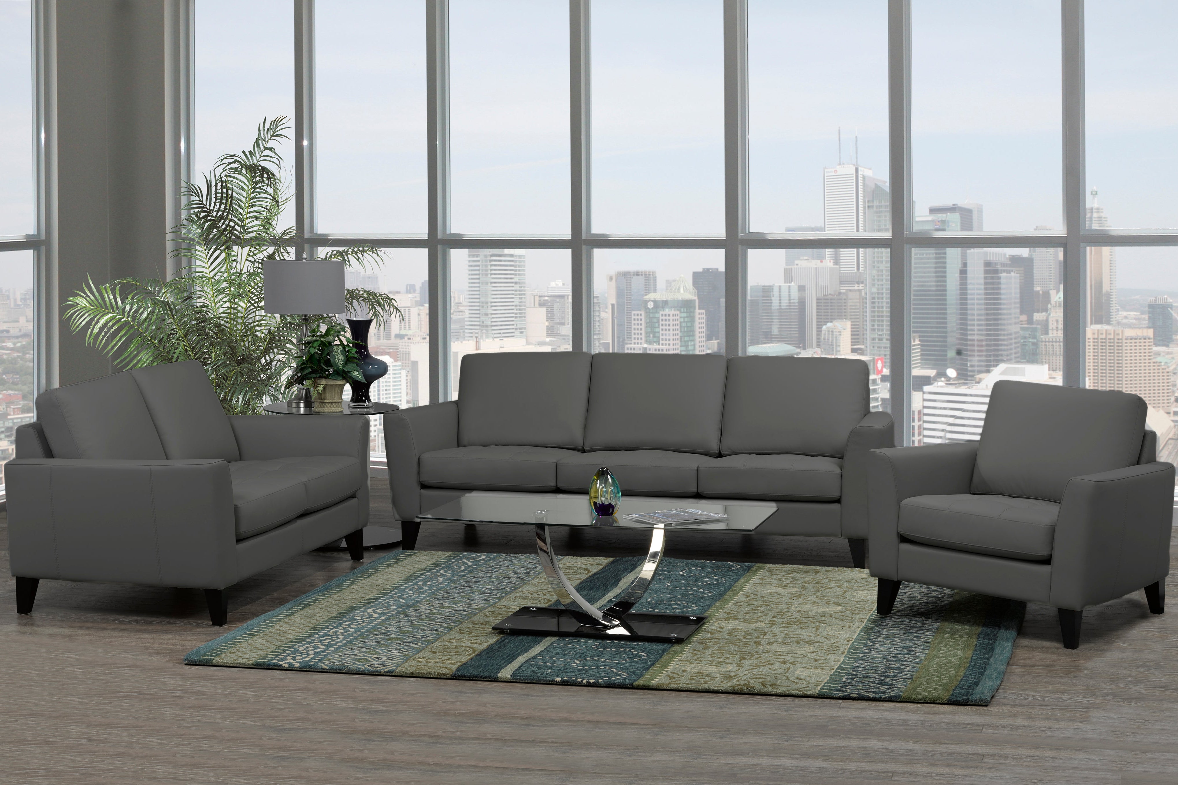 Draper Genuine Leather Collection — Cozy armchairs/sofas/loveseats for reading and relaxation in Toronto | Light Gray