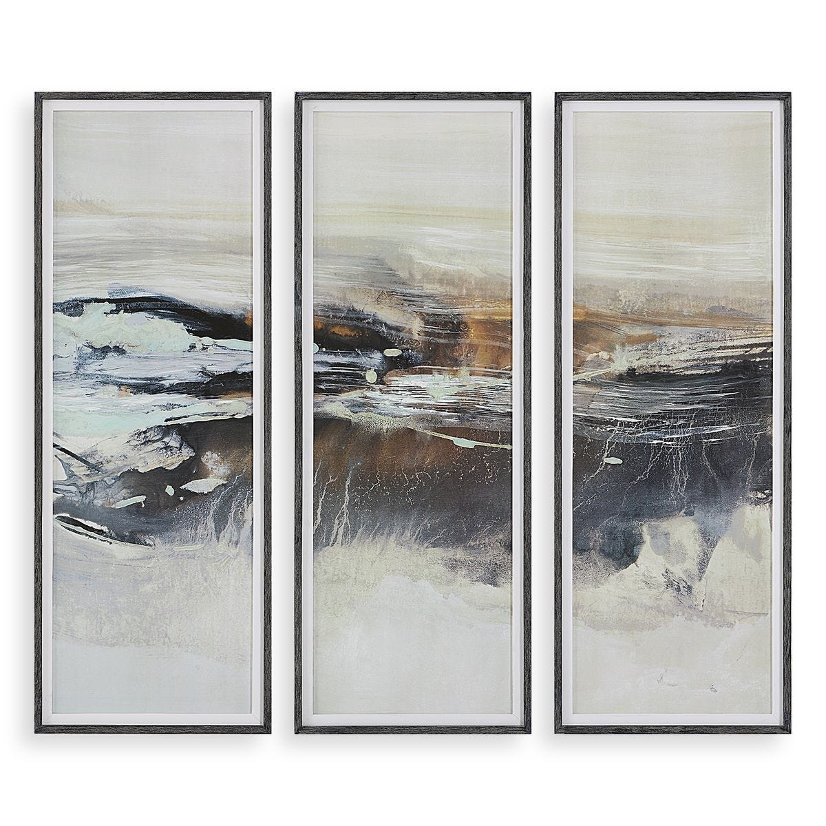 Graphite Horizon Framed Prints, S/3 - eye-catching art pieces to enhance your home design | Image 1 | InSTYLE Home & Rugs