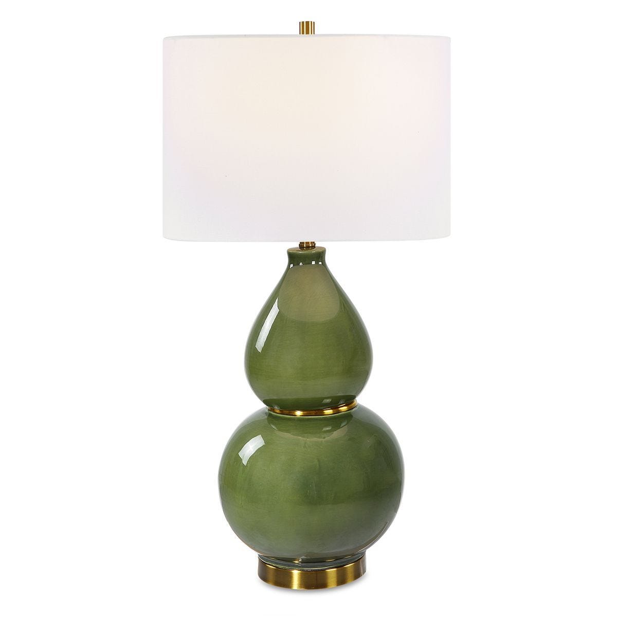 Gourd Table Lamp, Green - elegant lamps to enhance your room ambiance | Image 1 | InSTYLE Home & Rugs