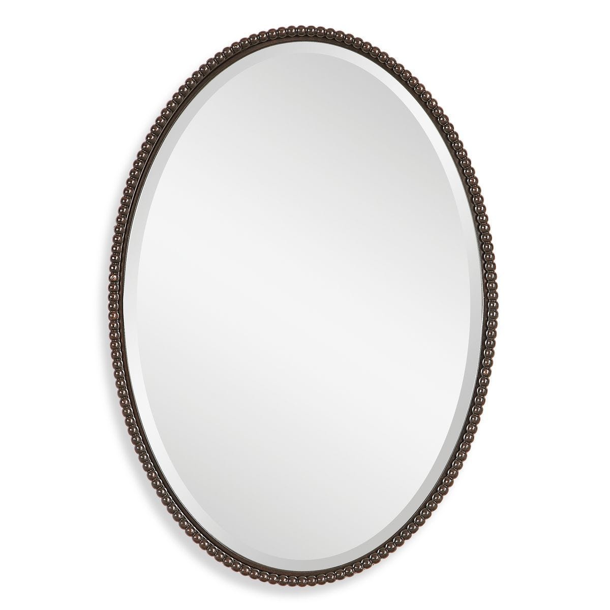 Sherise Oval Mirror, Bronze - perfect for enhancing light and creating a sense of space | Image 1 | InSTYLE Home & Rugs