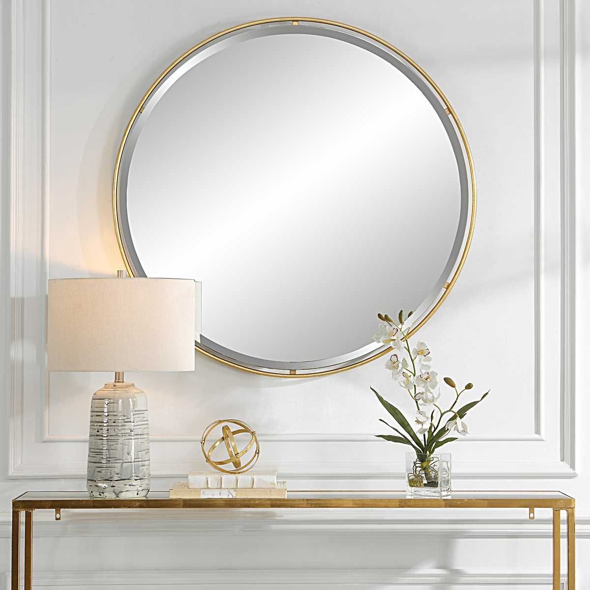 Canillo Round Mirror, Gold - elegant and functional accent pieces for any room | Image 2 | InSTYLE Home & Rugs
