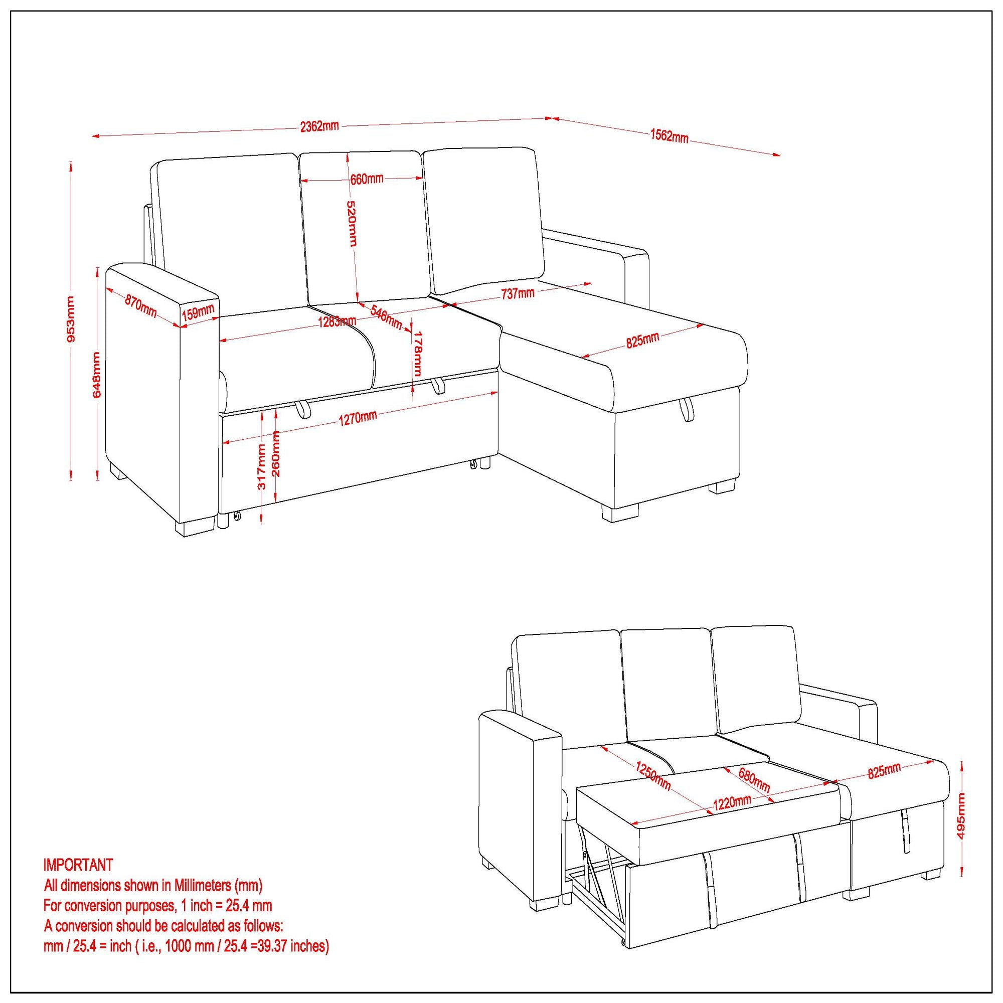 Alfonso 93.25" Sofa with Bed & Storage - stylish seating for your home | Image 8 | InSTYLE Home & Rugs