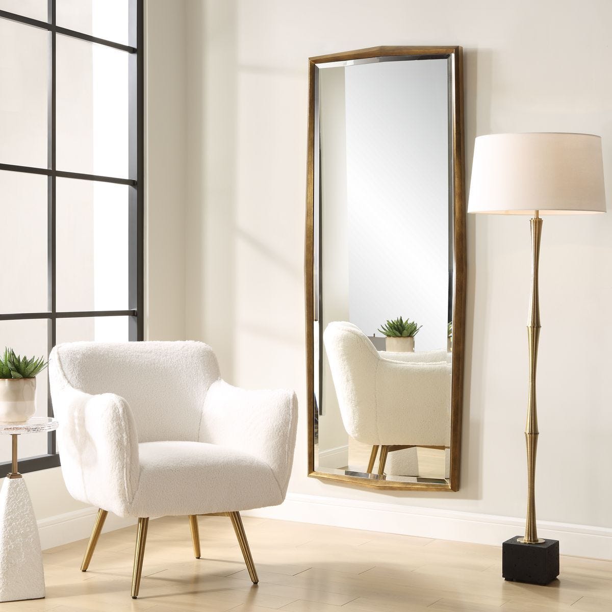 On Point Tall Mirror, Gold - elegant and functional accent pieces for any room | Image 1 | InSTYLE Home & Rugs