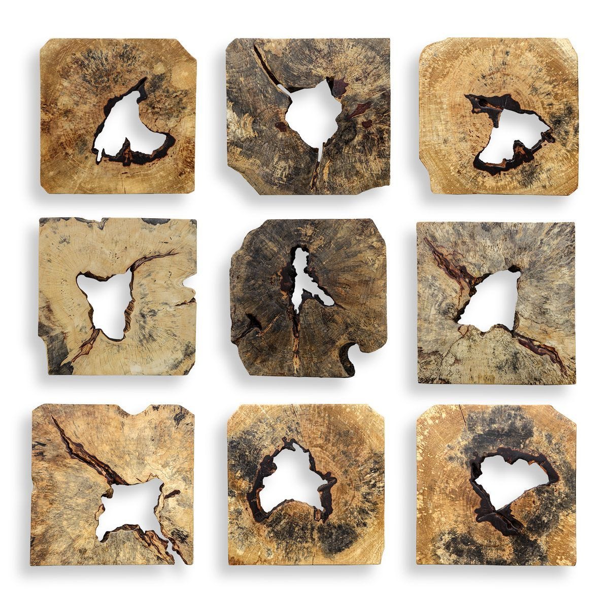 Bahati Wood Wall Decor, Natural, S/9 - transform your walls with stylish wall decor | Image 1 | InSTYLE Home & Rugs