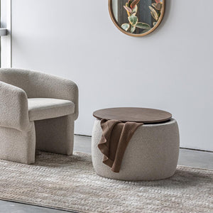 Ash Storage Ottoman — Performance Fabric with Walnut Oak Top - storage ottoman in performance fabric with a reversible oak top | Image 2 | InSTYLE Home & Rugs