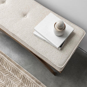 Austin Bench — Upholstered Bench with Walnut-Finish Base - upholstered bench with a warm walnut-finish wood base | Image 5 | InSTYLE Home & Rugs