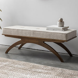 Austin Bench — Upholstered Bench with Walnut-Finish Base - upholstered bench with a warm walnut-finish wood base | Image 3 | InSTYLE Home & Rugs