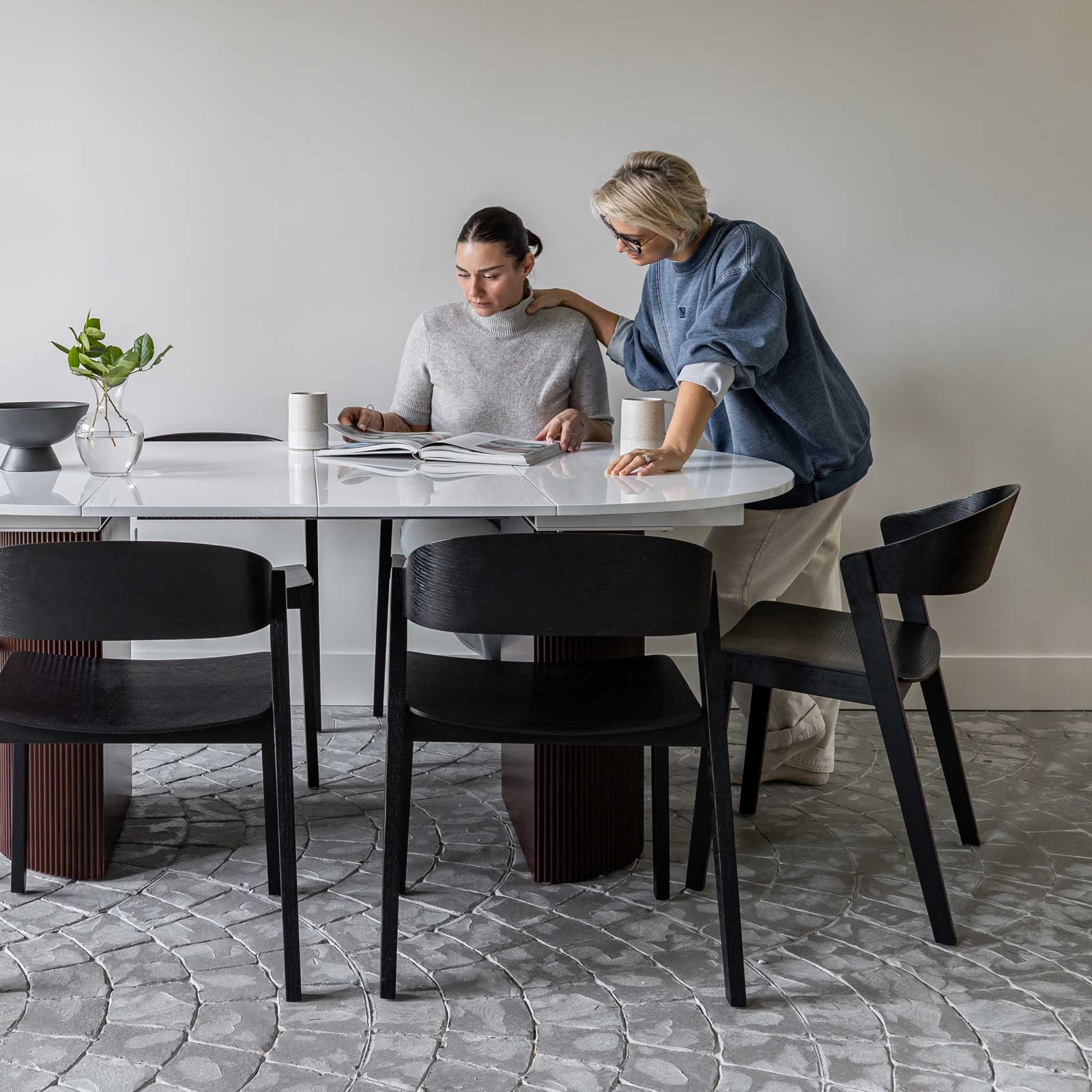 Avery Extension Dining Table — White High-Gloss Extension Table - white high-gloss extension dining table with ball-bearing leaf | Image 3 | InSTYLE Home & Rugs