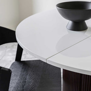 Avery Extension Dining Table — White High-Gloss Extension Table - white high-gloss extension dining table with ball-bearing leaf | Image 12 | InSTYLE Home & Rugs