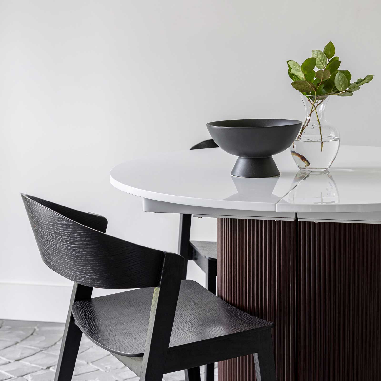 Avery Extension Dining Table — White High-Gloss Extension Table - white high-gloss extension dining table with ball-bearing leaf | Image 11 | InSTYLE Home & Rugs