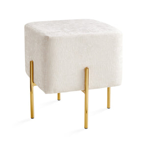 KUBE S Ottoman GY-BEN-7772G Ivory linen Gold legs - chic ottoman for living rooms | Image 1 | InSTYLE Home & Rugs