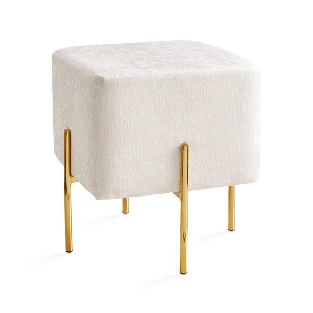 KUBE S Ottoman GY-BEN-7772G Ivory linen Gold legs - chic ottoman for living rooms | Image 2 | InSTYLE Home & Rugs