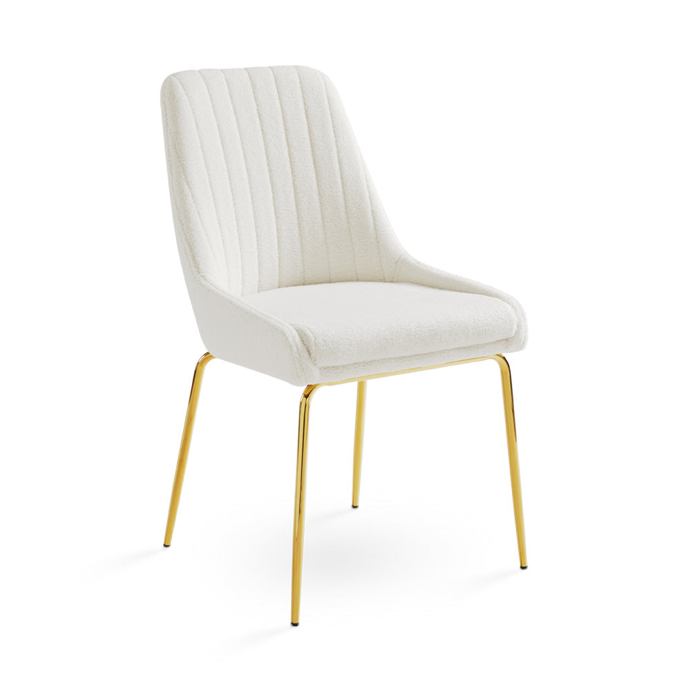 MOIRA CHAIR Boucle Fur fabric GOLD POLISHED LEG | InSTYLE Home & Rugs