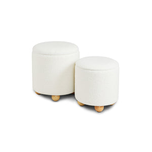 BENEDICT Storage Ottomans Set of two ivory boucle storage ottomans | InSTYLE Home & Rugs