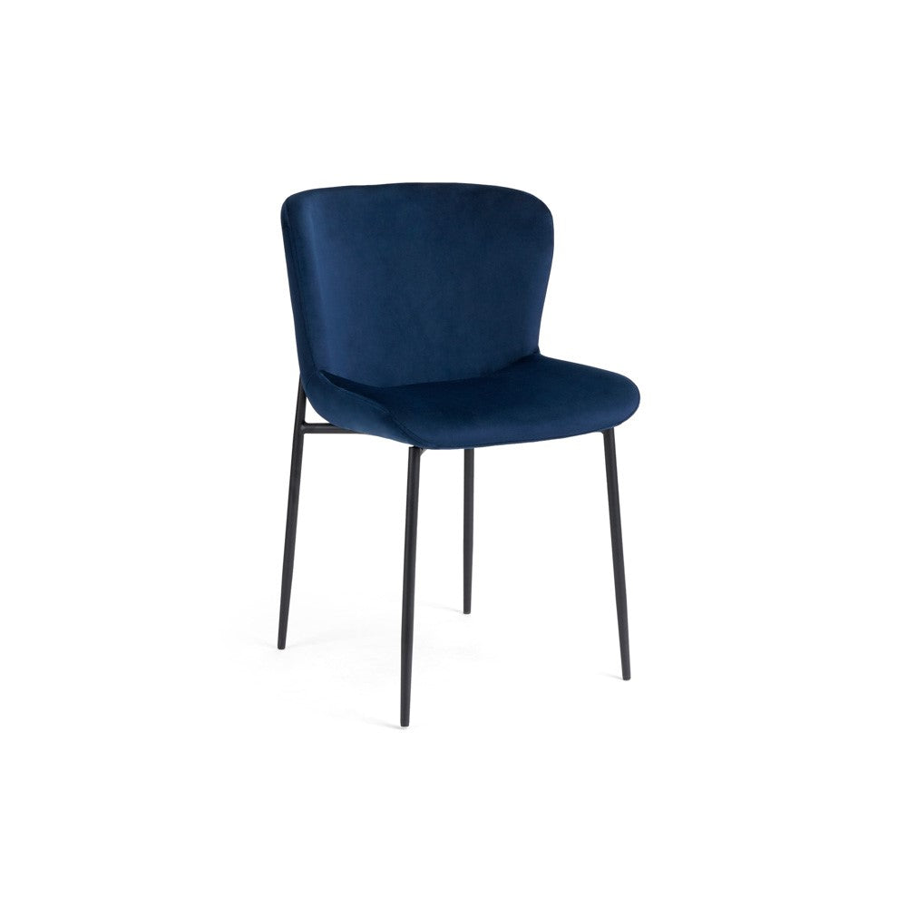 MALTA Dining Chair NAVY INK VELVET BLACK LEGS | InSTYLE Home & Rugs