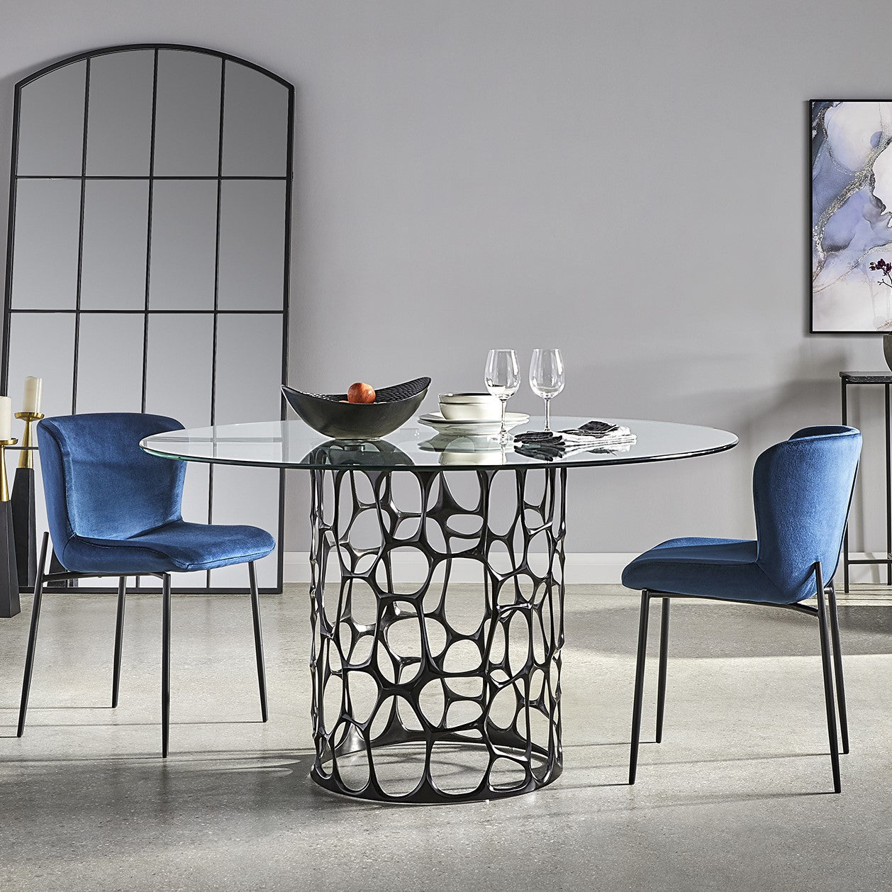 MALTA Dining Chair GREY VELVET BLACK LEGS | InSTYLE Home & Rugs