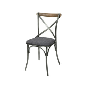 Metal Crossback Chair with Grey Fabric Seat Cushion - comfortable seating for dining and office spaces | Image 1 | InSTYLE Home & Rugs