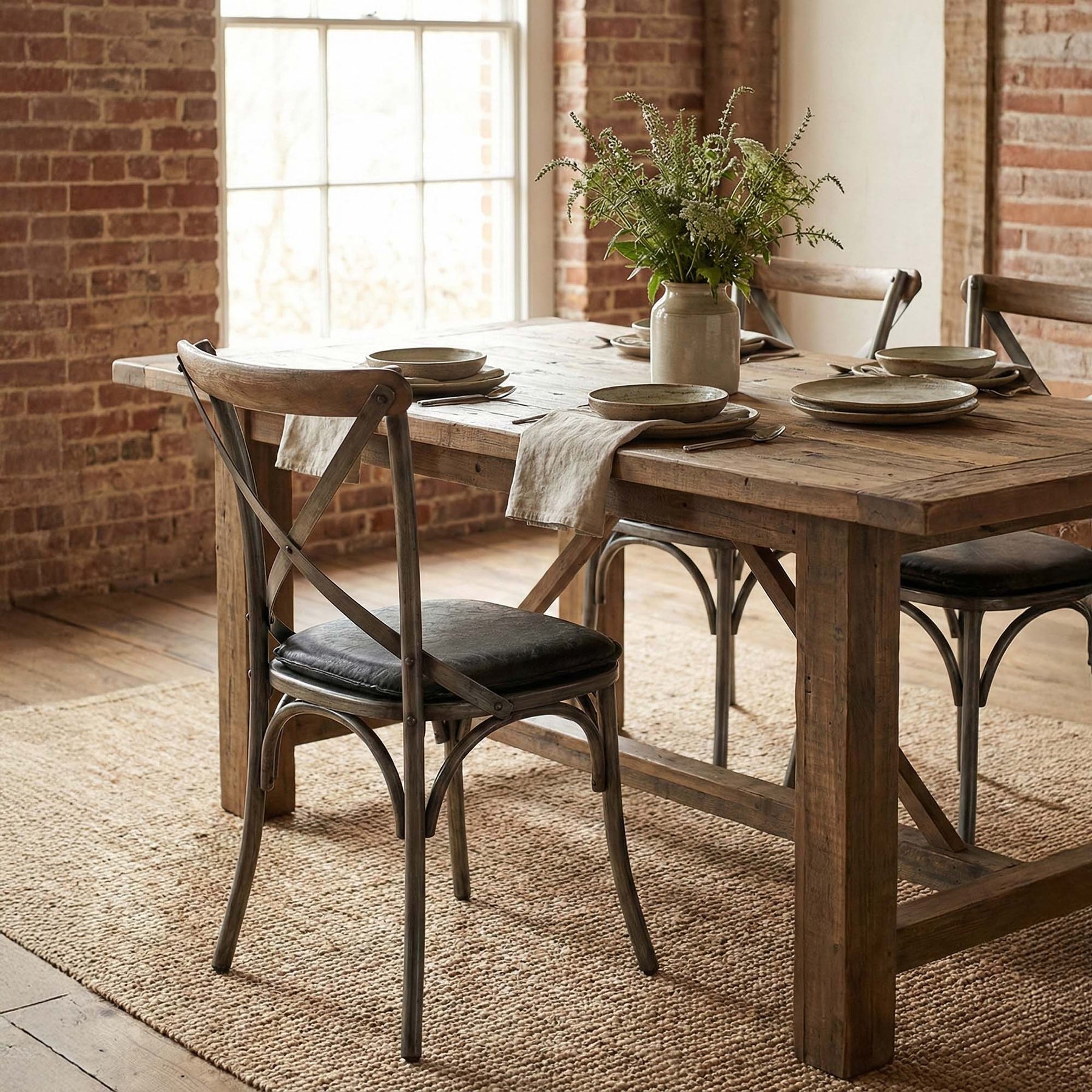 Metal Crossback Chair with Black Seat Cushion - comfortable seating for dining and office spaces | Image 2 | InSTYLE Home & Rugs