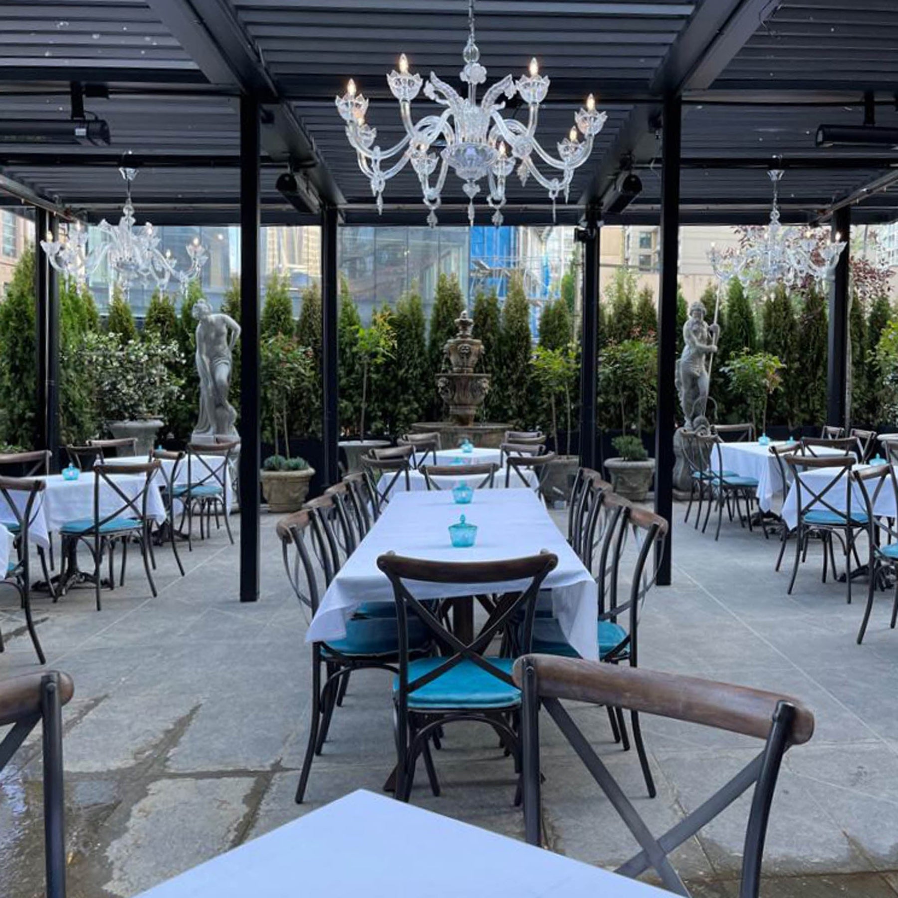 Metal Crossback Chair with Peacock Blue Seat Cushion - comfortable seating for dining and office spaces | Image 2 | InSTYLE Home & Rugs